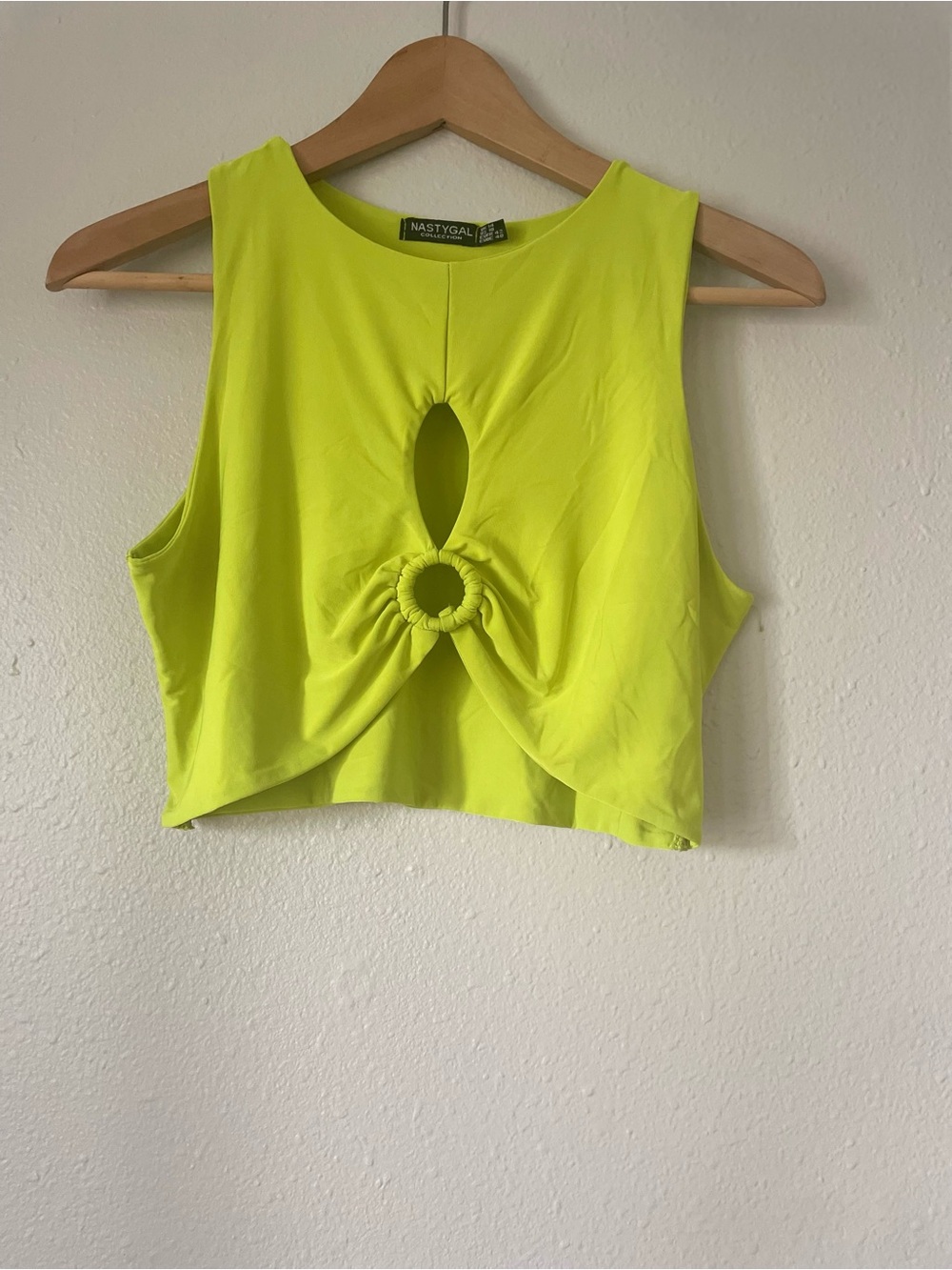 Nasty Gal Neon Lime Ring-Front Crop Tank